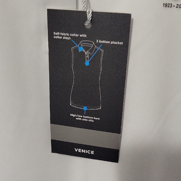 Women's White Sleeveless Polo Top - Picture 2 of 5